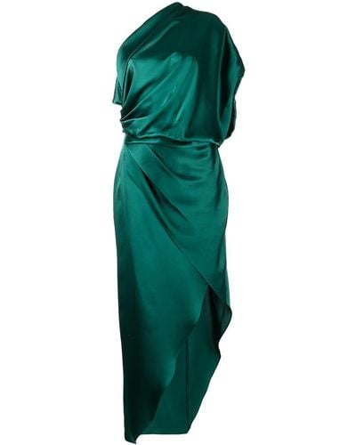Michelle Mason Draped Silk Midi Dress - Green