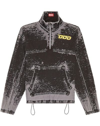 DIESEL Felpa oversize con zip - Nero