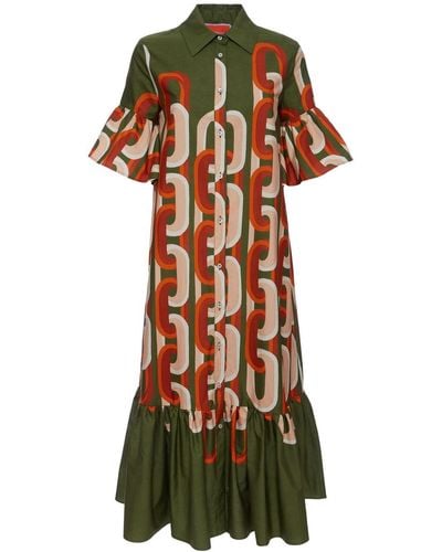 La DoubleJ Choux Kleid mit Ketten-Print - Grün
