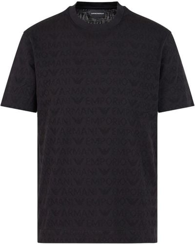 Emporio Armani Camiseta con logo en jacquard - Negro