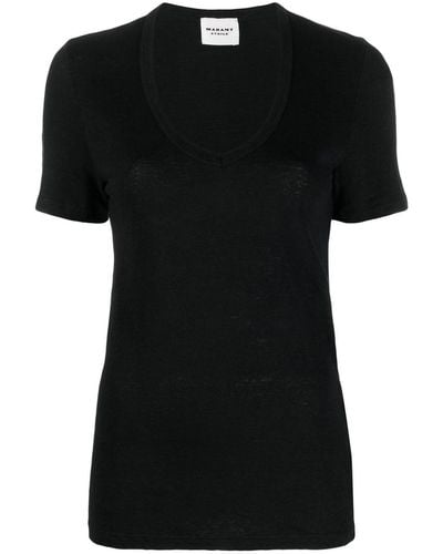 Isabel Marant T-shirt Met Diepe Ronde Hals - Zwart