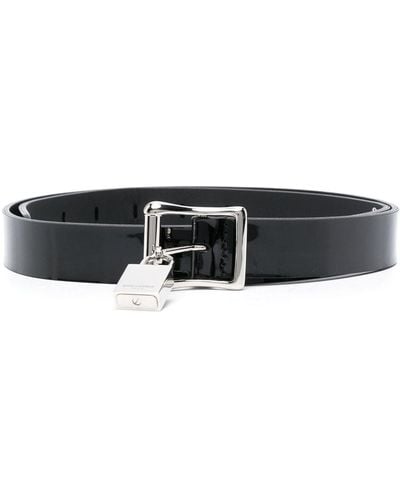 Saint Laurent Patent Leather Padlock Leather Belt - Black