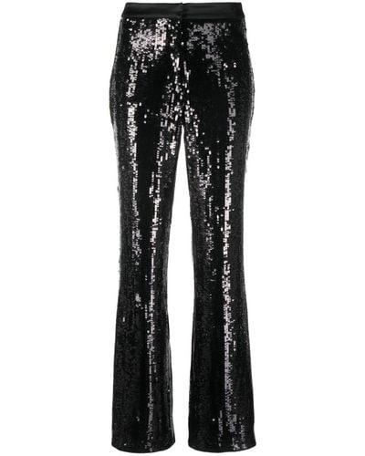 Karl Lagerfeld Pantalones rectos con aplique de lentejuelas - Negro