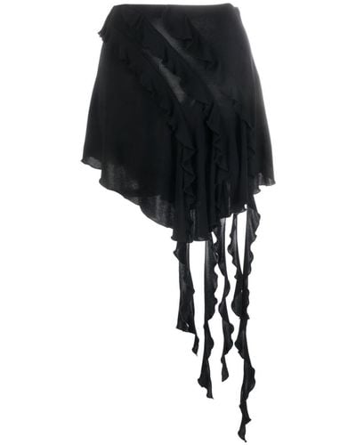 Blumarine Ruffled Asymmetric Mini Skirt - Black