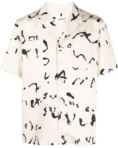 Soulland Shirt Met Abstract Patroon - Wit
