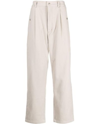 Izzue Pleat-detail Straight-leg Trousers - White