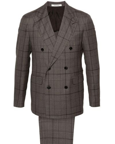 Tagliatore Prince-Of-Wales-Check Suit - Grey