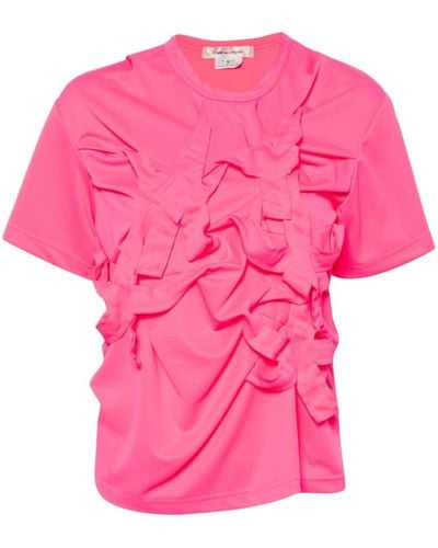 Comme des Garçons Camiseta con detalle patchwork - Rosa