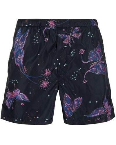 Valentino Garavani Butterfly-print Swim Shorts - Blue