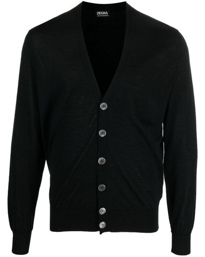 Zegna Button-up Knitted Cardigan - Black