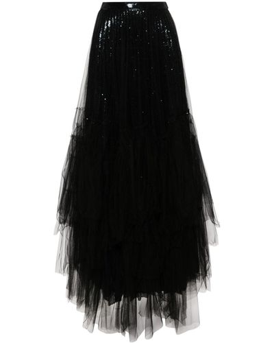 Ralph Lauren Collection Sequinned Tulle Maxi Skirt - Black