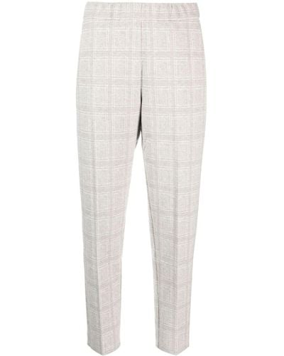 Le Tricot Perugia Plaid Check-pattern Tapered-leg Trousers - Grey
