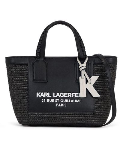 Karl Lagerfeld RSG Shopper aus Bast - Schwarz