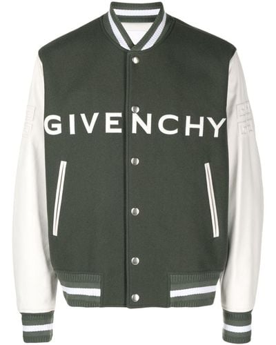 Givenchy Logo-embroidered Button-up Varsity Jacket - Green
