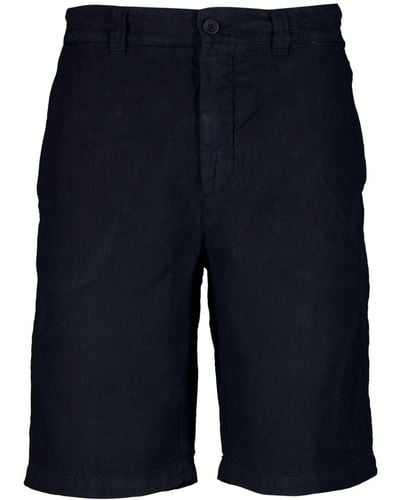 120% Lino Mid-rise Linen Bermuda Shorts - Blue