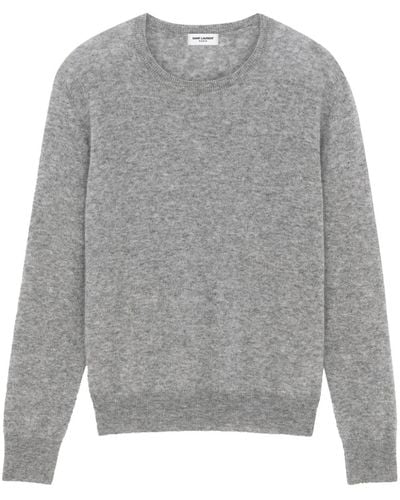 Saint Laurent Mélange-effect Cashmere-silk Sweater - Gray
