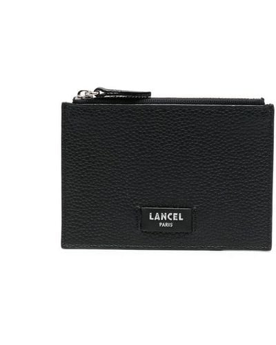 Lancel Logo Leather Card Holder - Black