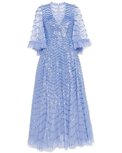 Needle & Thread Shimmer Wave Gown - Blue
