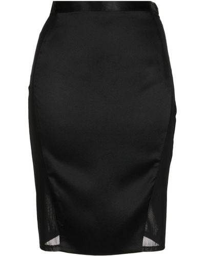Kiki de Montparnasse La Madame Silk Midi Skirt - Black