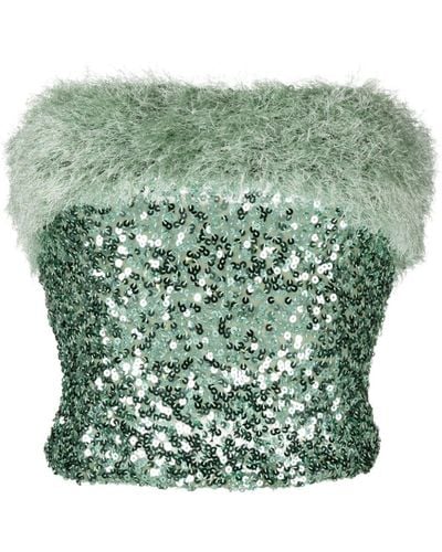 Moschino Jeans Faux-fur-trim Sequin Top - Green