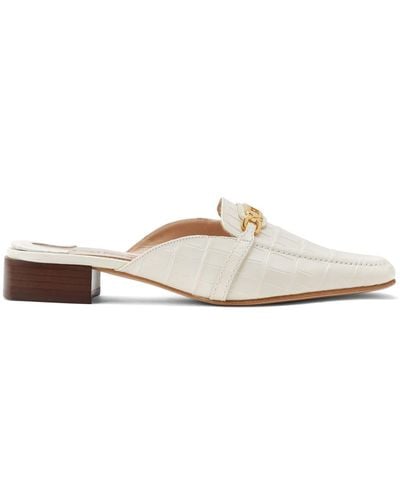 Tom Ford Whitney Crocodile-embossed Leather Mules - White