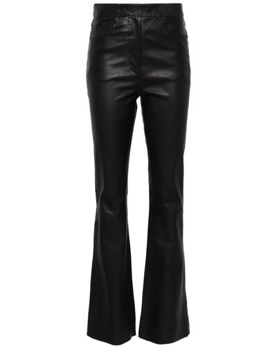 Remain Flared Leather Trousers - Black