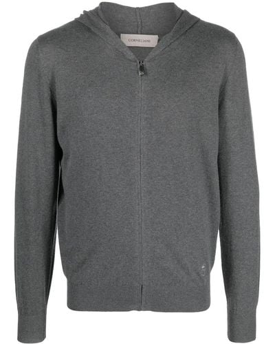 Corneliani Knitted Zip-up Hoodie - Grey