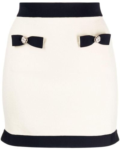 Self-Portrait Cream Knit Bow Mini Skirt Clothing - Black