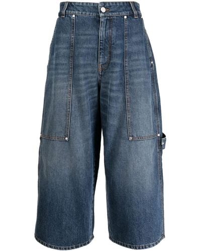 Stella McCartney Jeans crop a gamba ampia - Blu