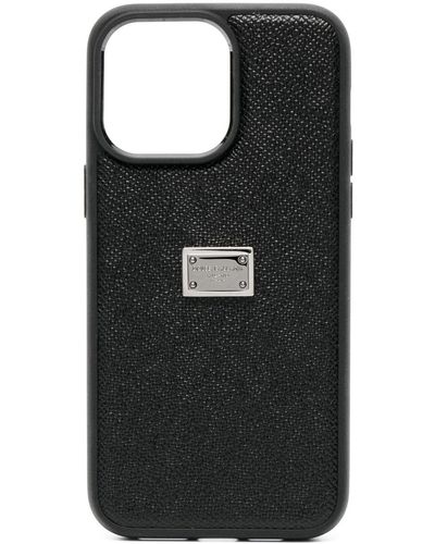 Dolce & Gabbana Coque d'iPhone 14 Pro Max à plaque logo - Noir