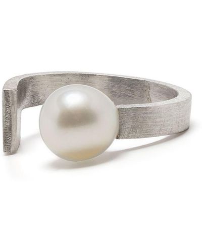 Hsu Jewellery Pendiente earcuff en plata con perlas - Metálico