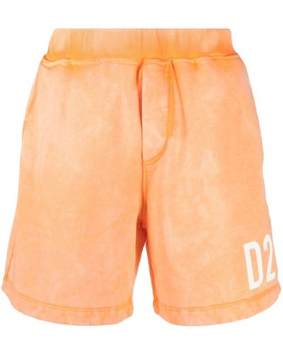 DSquared² Short de sport en coton à logo imprimé - Orange