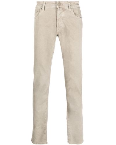 Jacob Cohen Mid-rise Cotton Slim Pants - Natural
