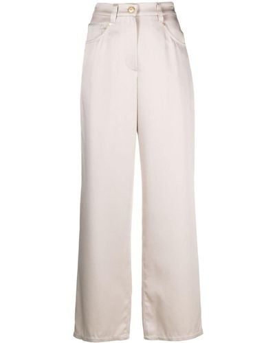Brunello Cucinelli Pantalones anchos de talle alto - Blanco
