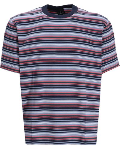 PS by Paul Smith Striped Cotton T-shirt - Blue