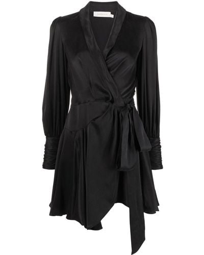 Zimmermann Silk Wrap Minidress - Black