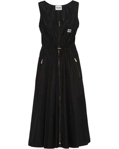 Miu Miu Sleeveless Zip-up Midi Dress - Black