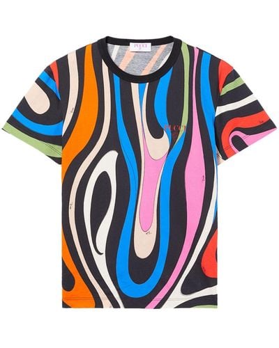 Emilio Pucci Marmo-print Cotton T-shirt in Pink | Lyst