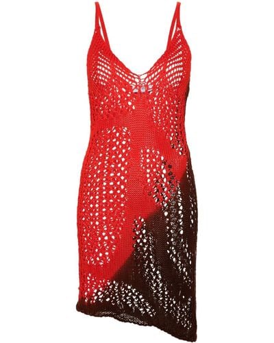 The Attico Sleeveless Knitted Dress - Red