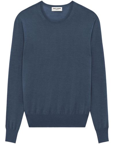 Saint Laurent Long-sleeve Fine-knit Sweater - Blue