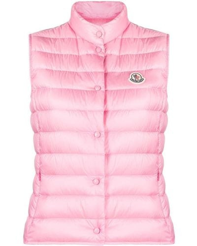 Moncler Logo-patch Quilted Gilet - Pink