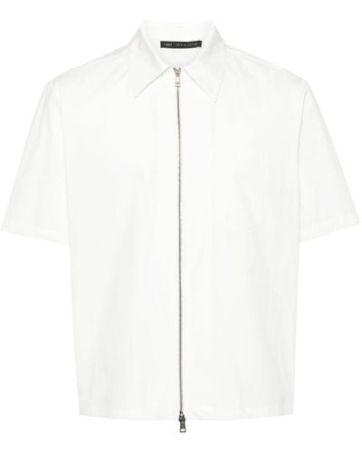 Low Brand Kurzärmeliges Hemd mit Reißverschluss - Weiß