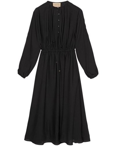 Gucci Georgette Silk Midi Dress - Black