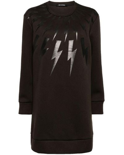 Neil Barrett Lightening Bold Printed Minidress - Black