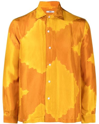 Bode Camisa Lehariya Dye de seda - Naranja