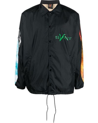 SAINT Mxxxxxx Graphic-print Shirt Jacket - Black