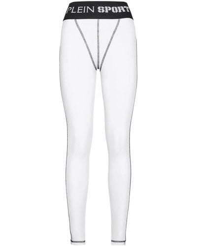 Philipp Plein Logo-waistband High-waist leggings - White