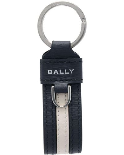 Bally Porte-clés en cuir à logo imprimé - Bleu