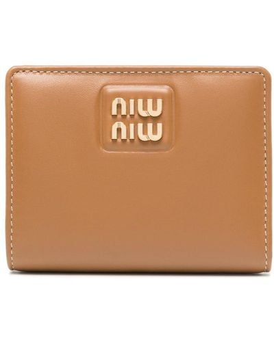 Miu Miu Logo-lettering Leather Wallet - Brown