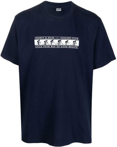 Sporty & Rich Logo-print Short-sleeved T-shirt - Blue